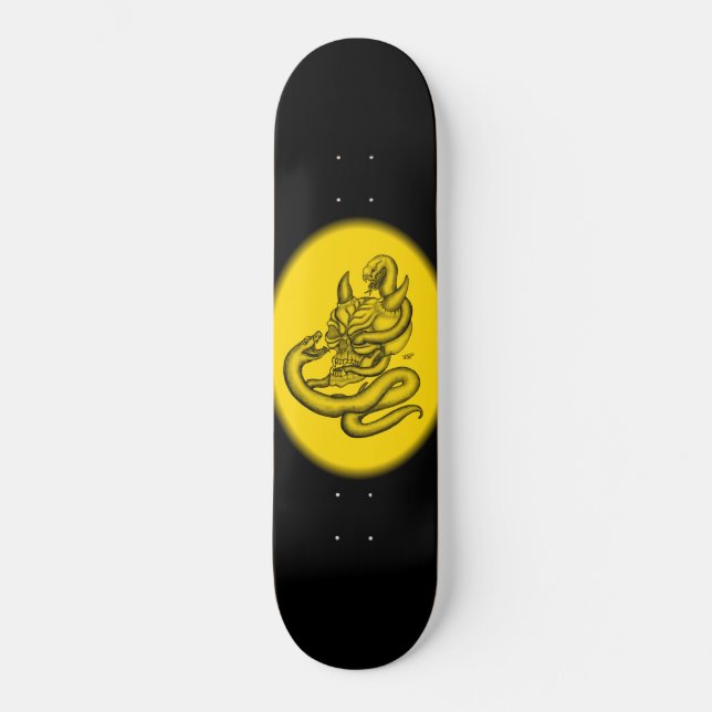 Skateboard Calavera - cabezas del diablo con serpiente (Anverso)