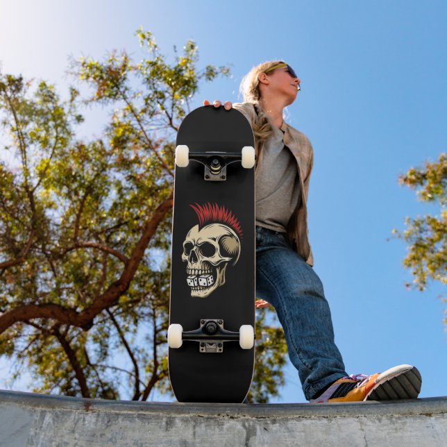 Skateboard Calavera con roca de Punk de Mohawk (Exterior 1)
