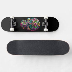 Skateboard Calavera de arte mexicano