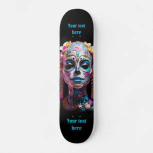 Skateboard Calavera de azúcar negrita y multicolor