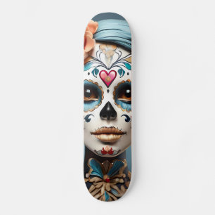 Skateboard Calavera de azúcar negrita y multicolor