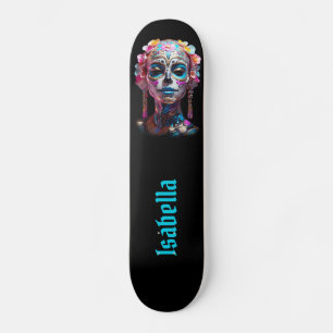 Skateboard Calavera de azúcar negrita y multicolor