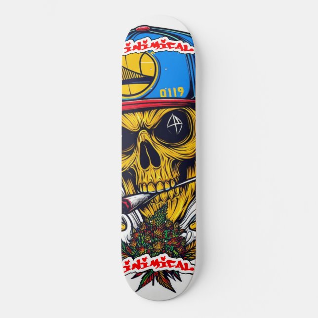 Skateboard Calavera de estado dorado hostil (Anverso)