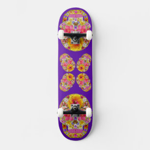 Skateboard Calavera de flores 4-Tropical