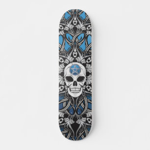 Skateboard Calavera de gótico - Azul