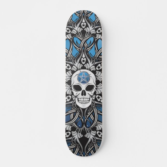 Skateboard Calavera de gótico - Azul (Anverso )