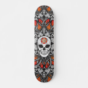 Skateboard Calavera de gótico - patinaje Naranja