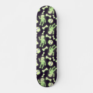 Skateboard Calavera de huesos brillantes de piel de Halloween