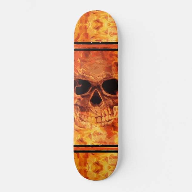 Skateboard Calavera en llamas (Anverso)