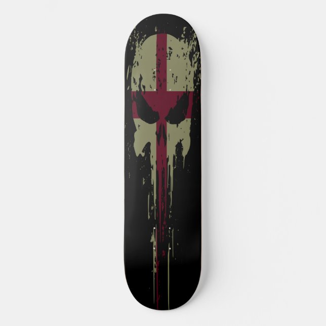Skateboard Calavera grunge de Inglaterra (Anverso)