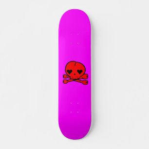 Skateboard Calavera Kawaii Gótico Lolita Rosa y Rojo