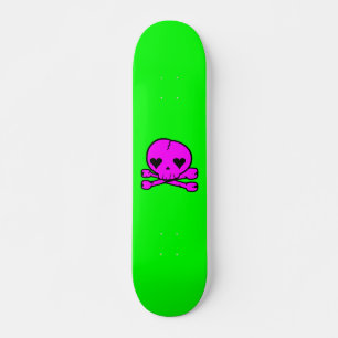 Skateboard Calavera Kawaii Gótico Lolita Verde y Rosa