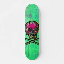 Skateboard Calavera mexicana Arte de Grunge de rayo verde