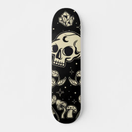 Skateboard Calavera mística y hongos