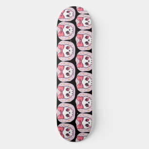 Skateboard Calavera pastel gótica adorable con lazo