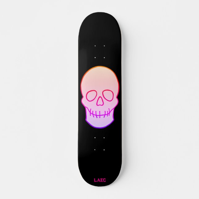 Skateboard Calavera - resplandor de neón (Anverso )