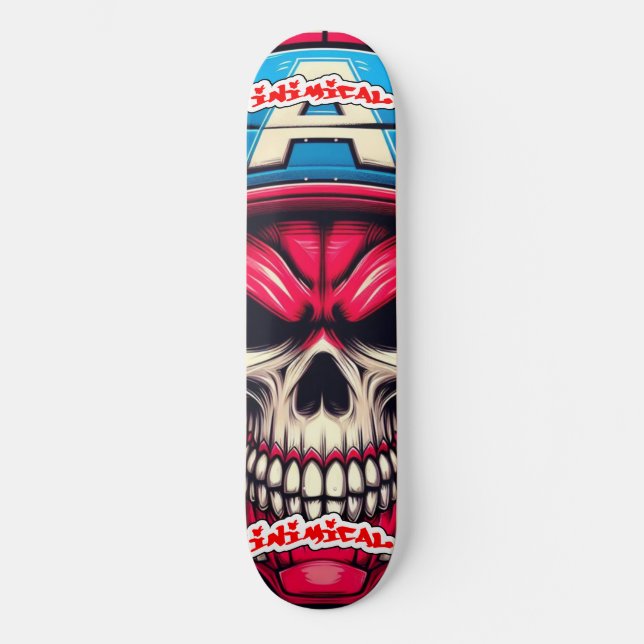 Skateboard Calavera roja hostil (Anverso)