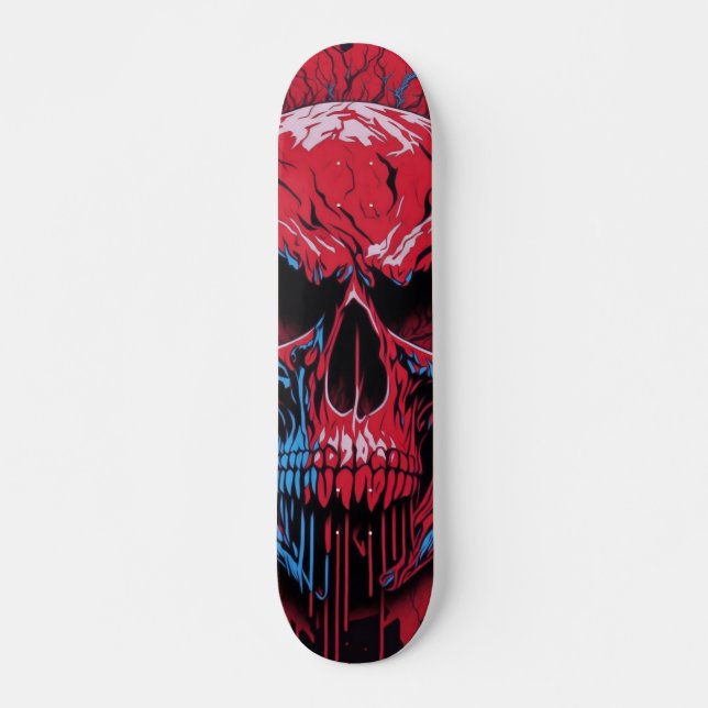 Skateboard Calavera roja y negra - Diseño de calaveras para m (Anverso )