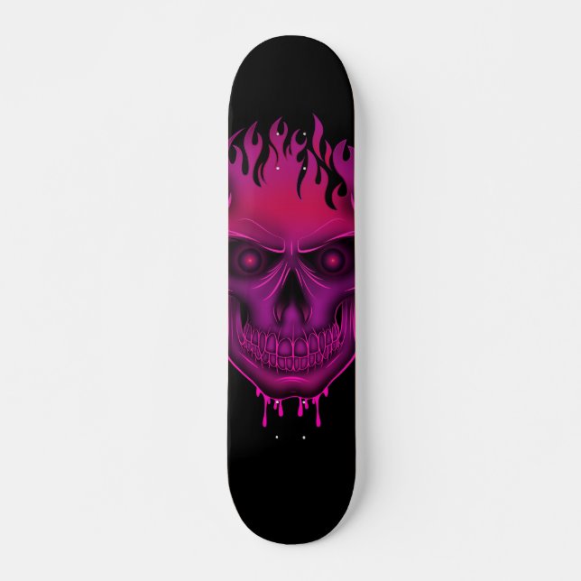 Skateboard Calavera - Rosa caliente  (Anverso )