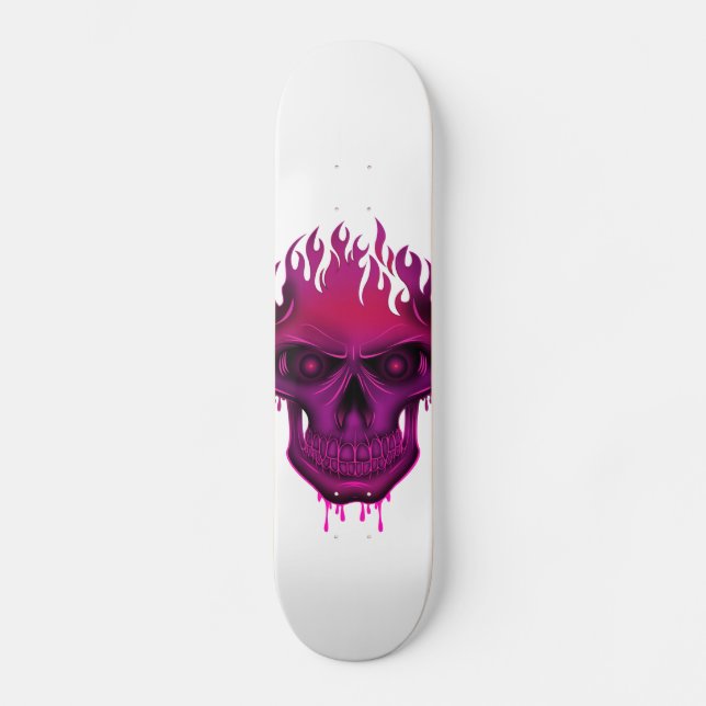 Skateboard Calavera - Rosa caliente (Anverso)