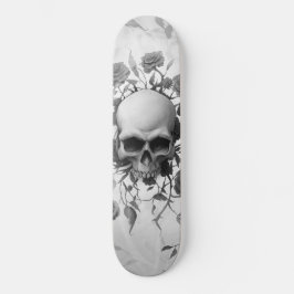 Skateboard Calavera Rosa floral gótica oscura