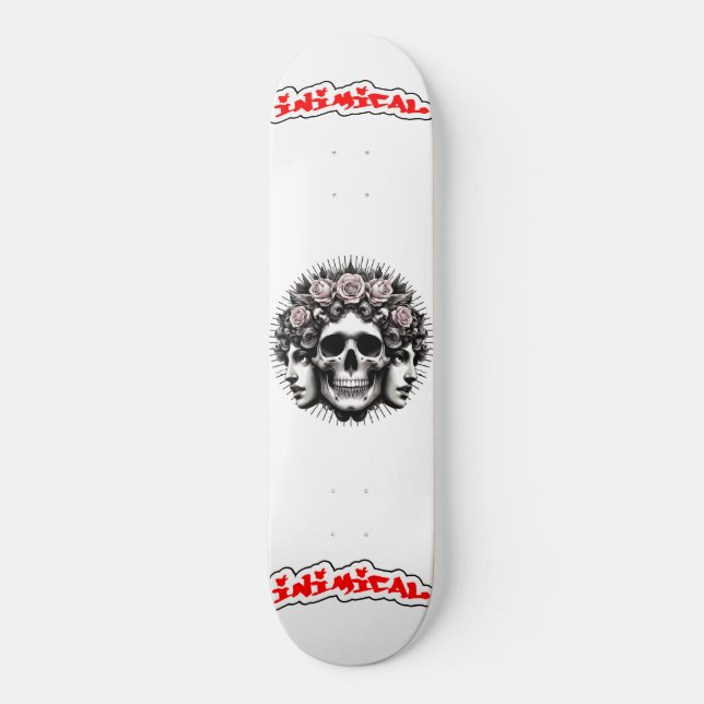 Skateboard Calavera Rosa hostil (Anverso)