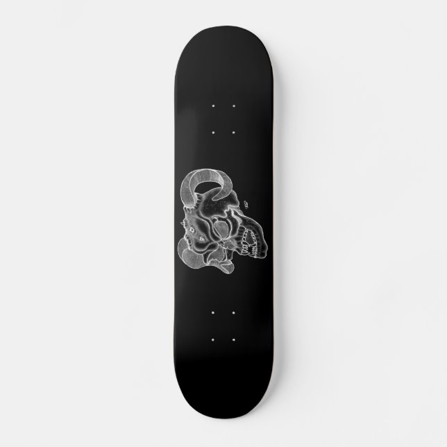 Skateboard Calavera - Teufelschädel schwarz weiß Zeichnung (Anverso)