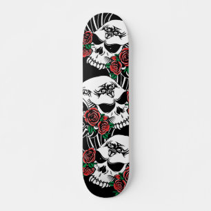 Skateboard Calavera tribal con Rosas