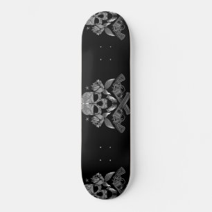 Skateboard Calavera y estrellas con Rosas y pistolas cruzadas