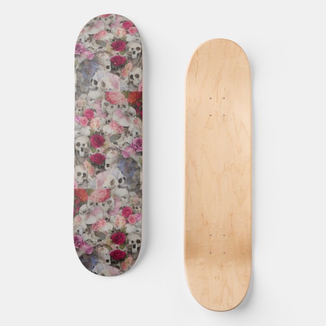Skateboard Calaveras con Rosas (Anverso)