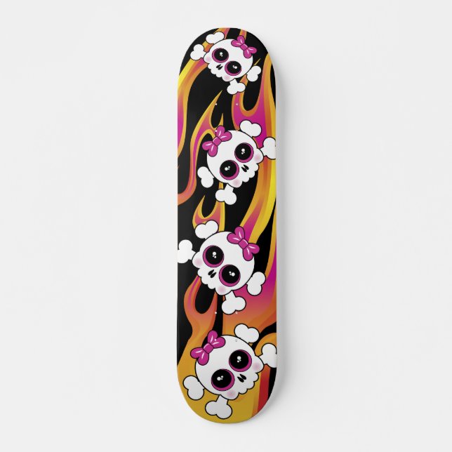 Skateboard Calaveras de floración cúrcuma (Anverso )