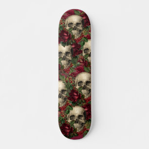 Skateboard Calaveras de Gótico de época y Rosas