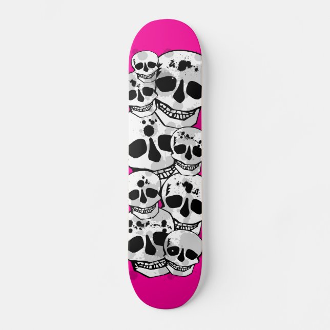 Skateboard Calaveras de pizarra de pintura rosa cubierta de p (Anverso)