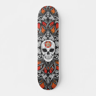 Skateboard Calaveras góticas - Naranja