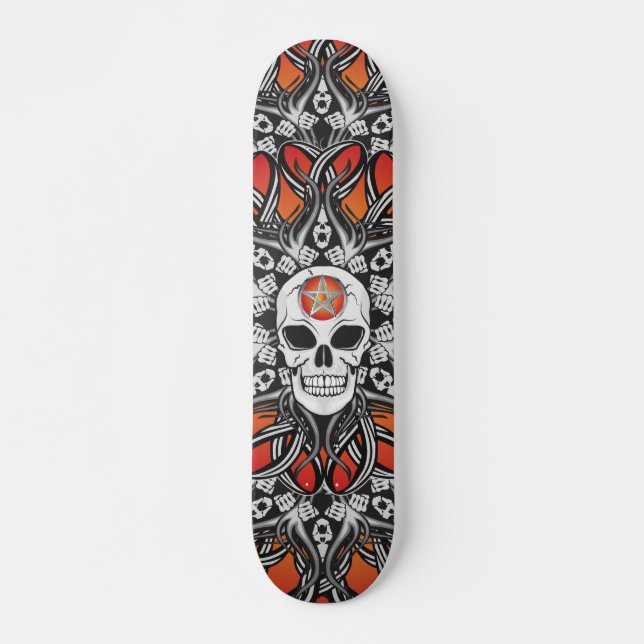 Skateboard Calaveras góticas - Naranja (Anverso )