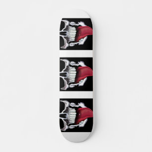 Skateboard Calaveras Grunge Blanco y Negro Lengua Roja