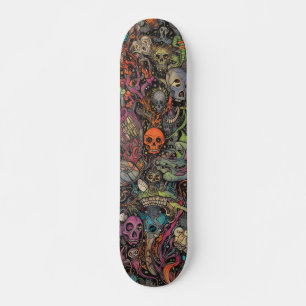 Skateboard Calaveras psicodélicas de colores