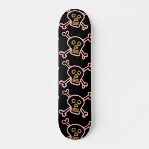SKATEBOARD CALAVERAS ROSAS Y NIÑAS DE HUESOS CRUZADOS PATINET