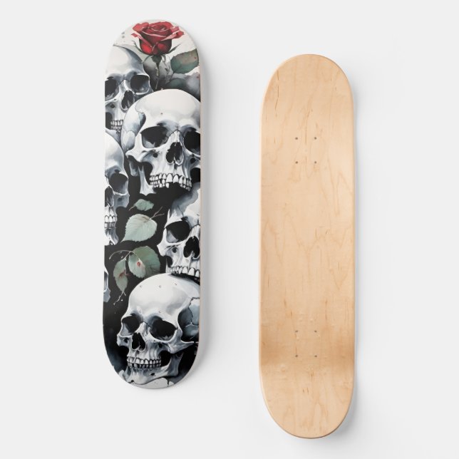 Skateboard Calaveras y Rosas (Anverso)