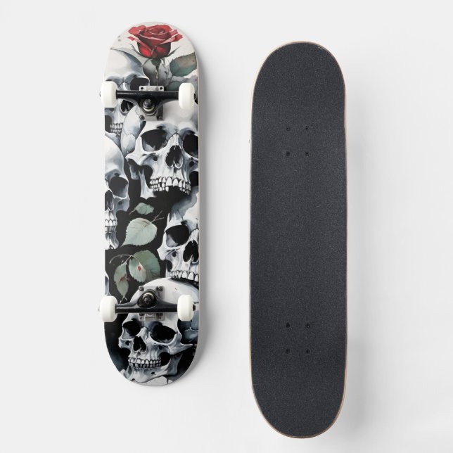 Skateboard Calaveras y Rosas (Anverso)