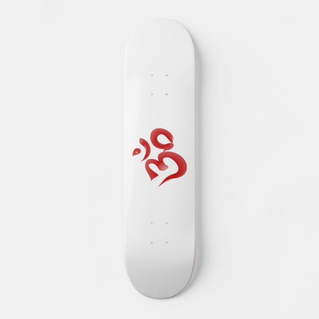 Skateboard Caligrafía hindú roja de OM Aum Devanagari del (Anverso)