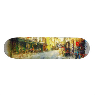 Skateboard Calles de la acuarela vieja de Praga
