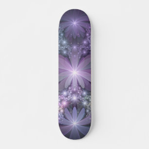 Skateboard Cama de flores arte fractal abstracto brillante de