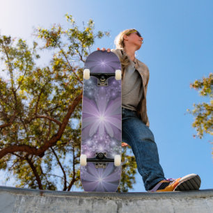 Skateboard Cama de flores arte fractal abstracto brillante de