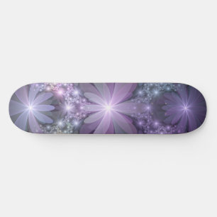 Skateboard Cama de flores arte fractal abstracto brillante de