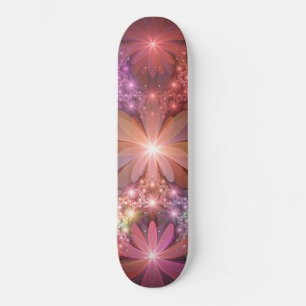 Skateboard Cama De Flores Colorido Brillante Arte Fractal Abs