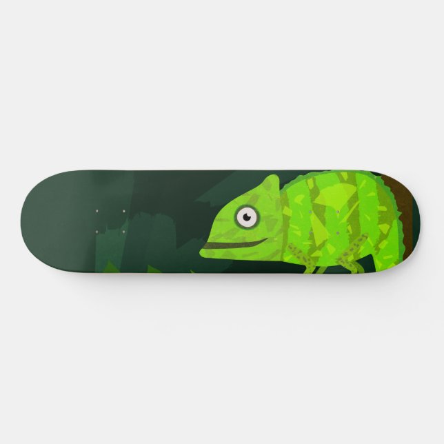 Skateboard Camaleón lindo verde (Horz)