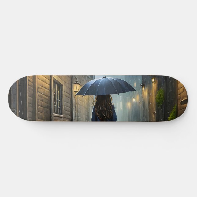 Skateboard Caminando bajo la lluvia (Horz)