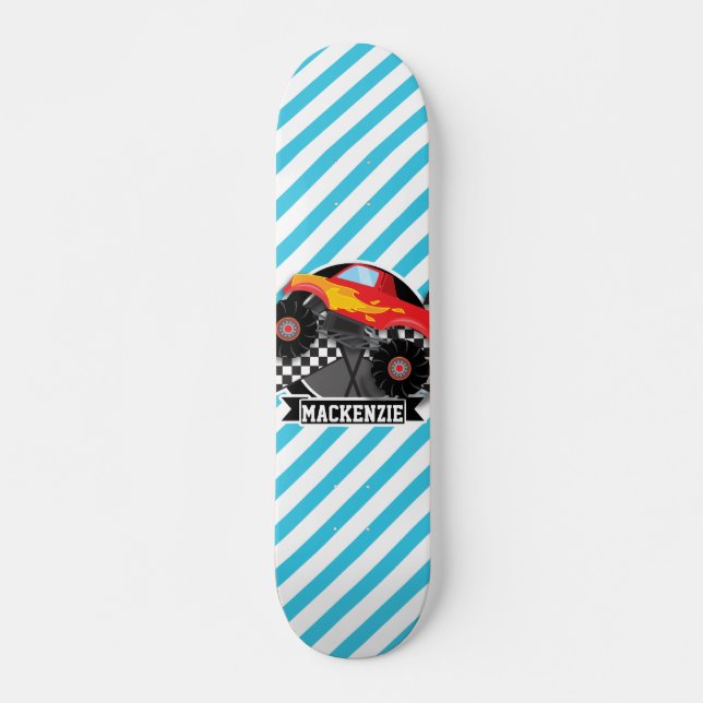 Skateboard Camión de Monstruo Rojo; Bandera Cubierta; Bandas  (Anverso )
