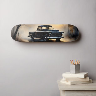 Skateboard Camioneta Clásica Vintage Negra 1957